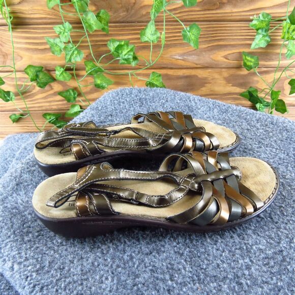 Clarks Women's Bendables Strappy Bronze Leather‎ Sz 6 Medium Gently Used 2025 - Picture 3 of 6